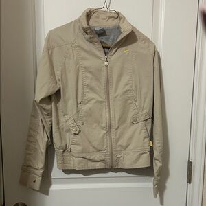 Nike Tan Zip-Front Jacket with Yellow Swoosh